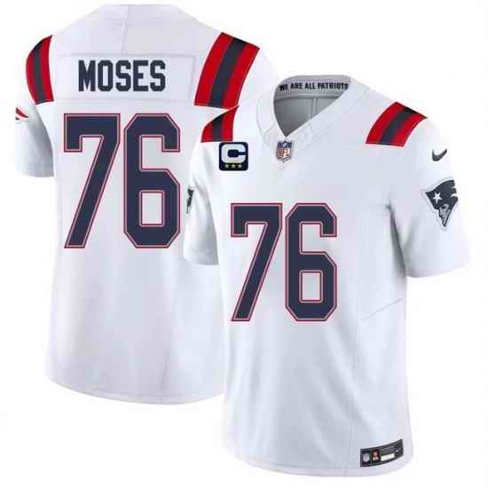 Men New England Patriots 76 KMorgan Moses White 2026 F U S E 3 Star C Pach Vapor Limited Stitched Football Jersey