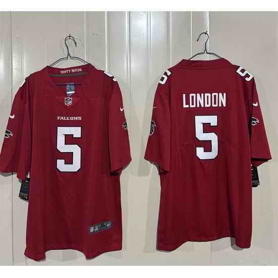 Men Atlanta Falcons  5 Drake London Red 2026 New Vapor Untouchable Limited Stitched Football Jersey