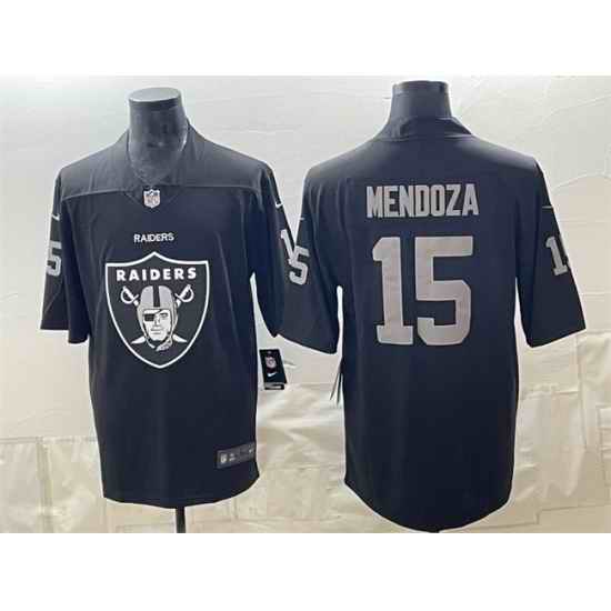 Men Las Vegas Raiders 15 Fernando Mendoza Black Team Big Logo Vapor Untouchable Limited Stitched Football Jersey