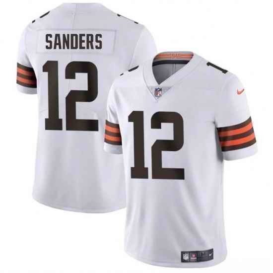 Men Cleveland Browns 12 Shedeur Sanders White 2025 Draft Vapor Untouchable Limited Stitched Football Jersey