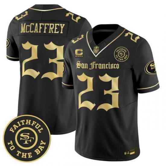 Men San Francisco 49ers Christian McCaffrey Gothic Edition Black Gold Vapor Limited Jersey