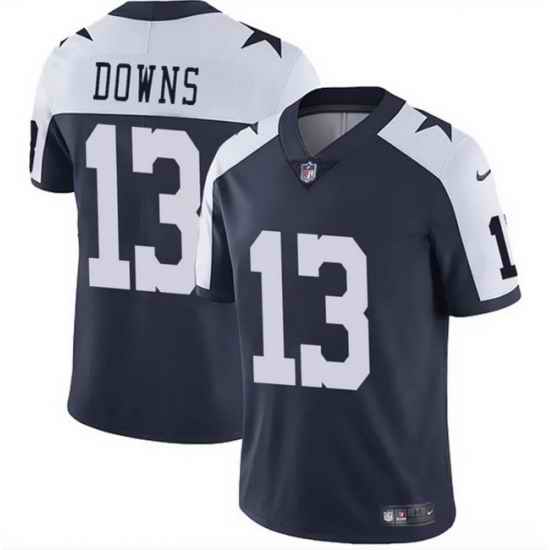 Men Dallas Cowboys  13 Caleb Downs Navy White 2026 Draft Thanksgiving Vapor Untouchable Limited Stitched Football Jersey