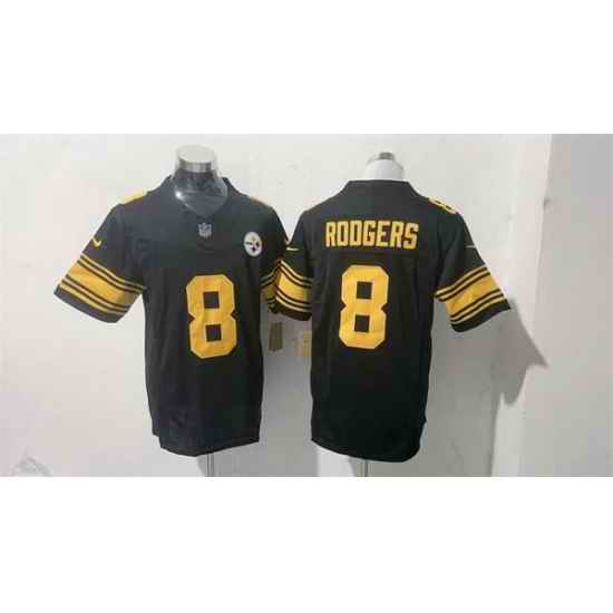 Men Pittsburgh Steelers 8 Aaron Rodgers Black F U S E Color Rush Vapor Limited Stitched Football Jersey