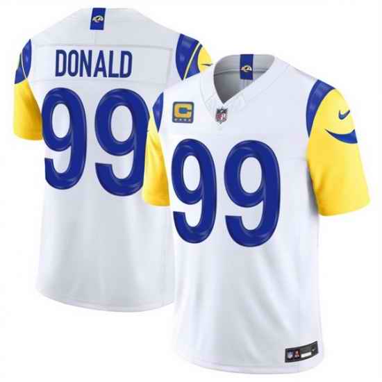 Men Los Angeles Rams  99 Aaron Donald White 2026 F U S E  4  Star C Patch Vapor Limited Stitched Football Jersey
