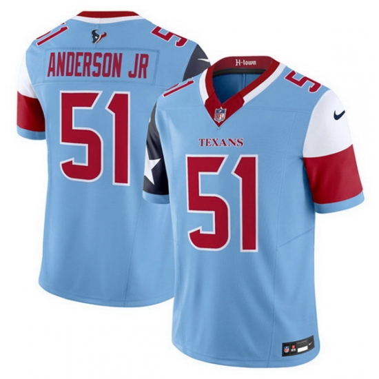 Men Houston Texans 51 Will Anderson Jr  Blue 2024 F U S E  V5 Limited Stitched Football Jersey
