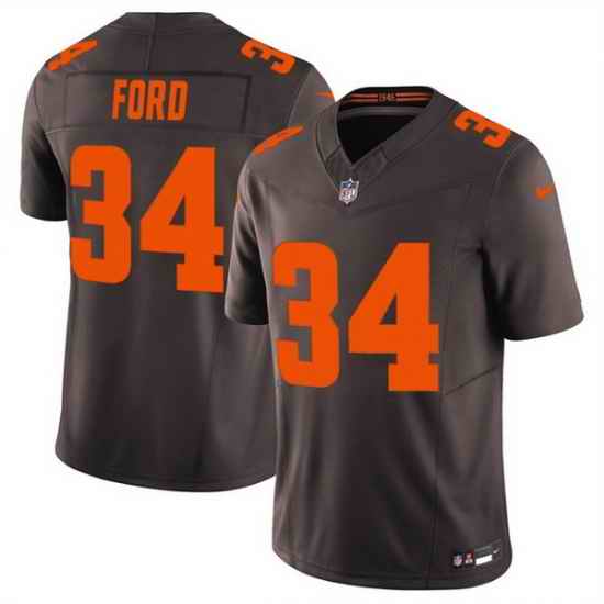 Men Cleveland Browns 34 Jerome Ford Brown 2025 F U S E  Alpha Dawg Limited Stitched Football Jersey