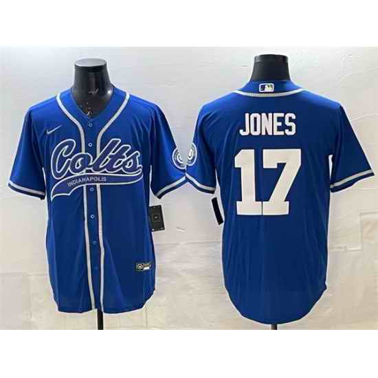 Men Indianapolis Colts 17 Daniel Jones Royal Cool Base Stitched Baseball Jersey