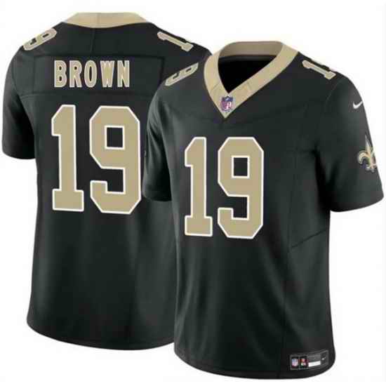 Men New Orleans Saints  19 Barion Brown Black 2026 Draft F U S E Vapor Limited Stitched Football Jersey