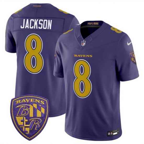 Men Baltimore Ravens  8 Lamar Jackson Purple 2026 F U S E  Alternate Vapor Stitched Limited Football Jersey
