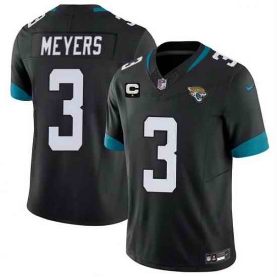 Men Jacksonville Jaguars 3 Jakobi Meyers Black 2026 F U S E 1 Star C Patch Vapor Limited Stitched Football Jersey