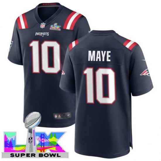 Men Women youth New England Patriots #10 Drake Maye 2025 2026 Super Bowl LX F U S E Stitched NFL Jersey Blue