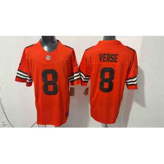 Men Cleveland Browns 8 Jared Verse Orange 2026 Vapor Limited Stitched Football Jersey