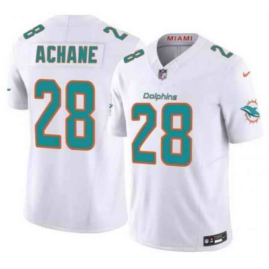 Men Miami Dolphins 28 DeVon Achane White 2026 F U S E Vapor Limited Stitched Football Jersey