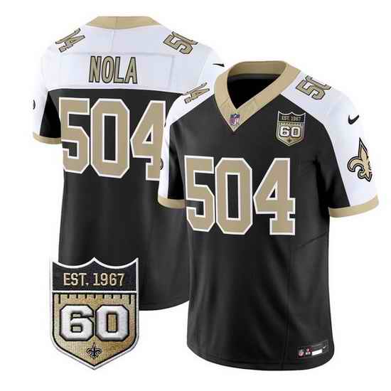 Men New Orleans Saints  504 Nola Black Alternate F U S E  60th Anniversary Patch Vapor Limited Stitched Football Jersey