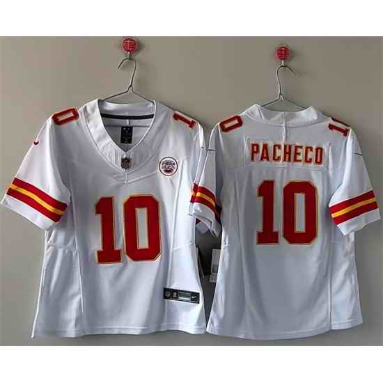 Women Kansas City Chiefs 10 Isiah Pacheco White 2023 F U S E  Vapor Untouchable Limited Stitched Jersey