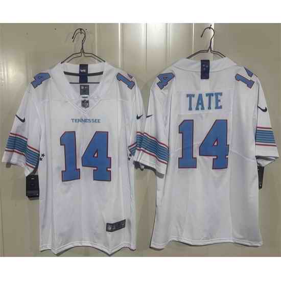 Men Tennessee Titans  14 Carnell Tate White 2026 Vapor Limited Stitched Football Jersey