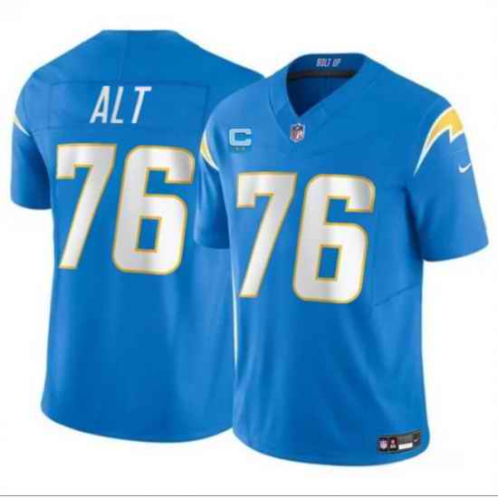 Men Los Angeles Chargers 76 Joe Alt Blue 2026 F U S E 2 Star C Patch Vapor Limited Stitched Football Jersey