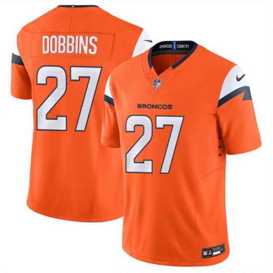 Men Denver Broncos 27 J K  Dobbins Orange 2025 F U S E  Vapor Limited Stitched Football Jersey