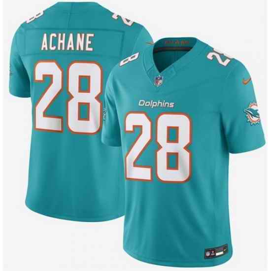 Men Miami Dolphins 28 DeVon Achane Aqua 2026 F U S E Vapor Limited Stitched Football Jersey