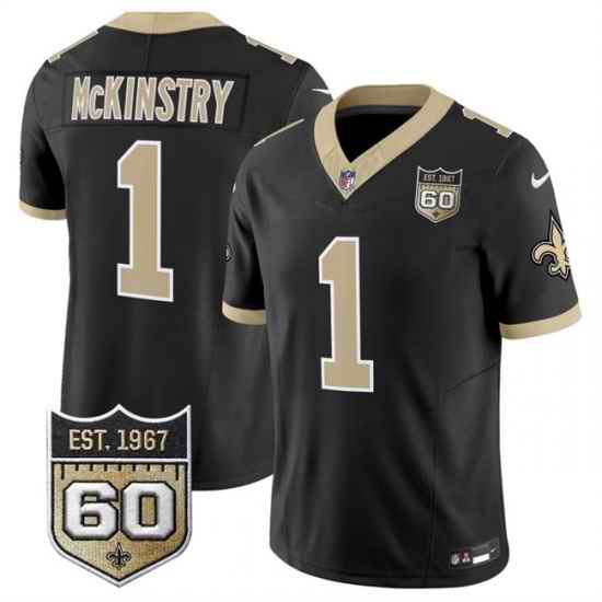 Men New Orleans Saints 1 Kool Aid McKinstry Black 2026 F U S E 60th Anniversary Patch Vapor Limited Football Stitched Jersey