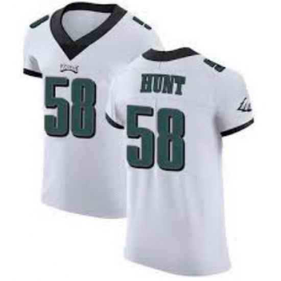 Men Philadelphia Eagles Nike Jalyx Hunt #58 White Stitched NFL Jersey