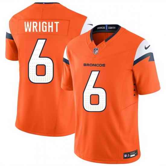Men Denver Broncos  6 William Wright Orange 2026 Draft F U S E  Vapor Limited Stitched Football Jersey