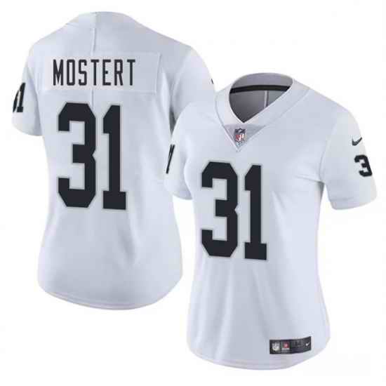 Women Las Vegas Raiders 31 Raheem Mostert White 2025 Vapor Stitched Jersey