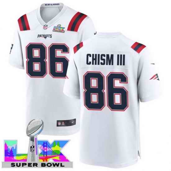 Men Women youth New England Patriots #86 Efton Chism III 2025 2026 Super Bowl LX F U S E Stitched NFL Jersey White