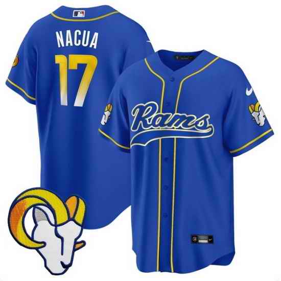 Men Los Angeles Rams 17 Davante Adams Royal Stitched Baseball Jersey