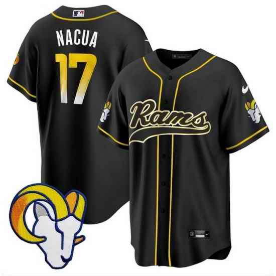 Men Los Angeles Rams 17 Davante Adams Black Stitched Baseball Jersey