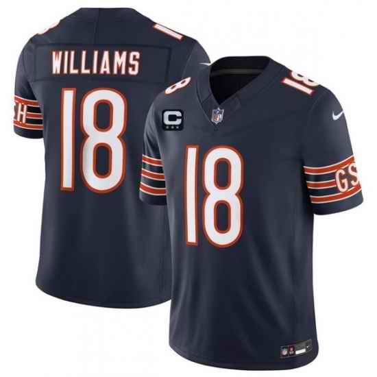 Men Chicago Bears  18 Caleb Williams Navy 2026 F U S E  With 3 star C Patch Vapor Untouchable Limited Stitched Football Jersey