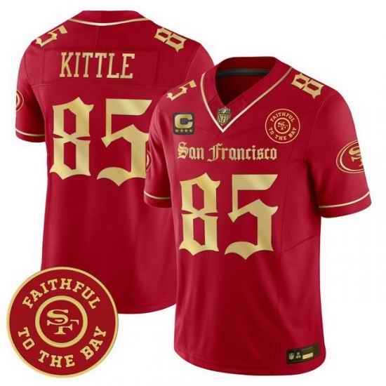 Men San Francisco 49ers 85 George kittle Gothic Edition Red Gold Vapor Limited Jersey