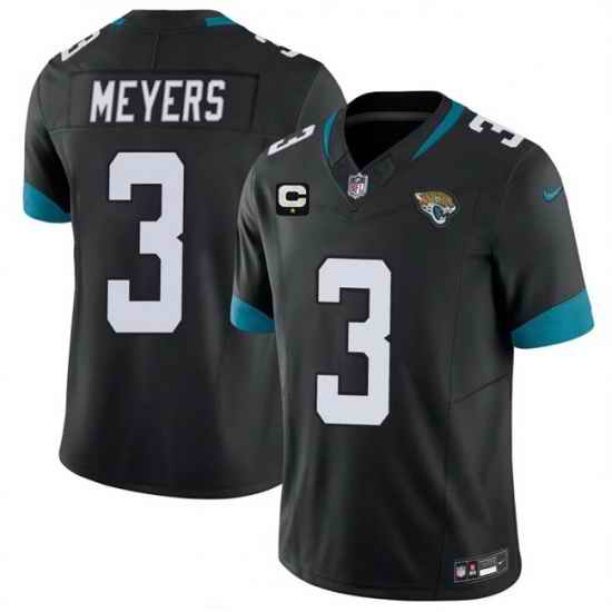 Men Jacksonville Jaguars 3 Jakobi Meyers Black 2026 F U S E 1 Star C Patch Vapor Limited Stitched Football Jersey