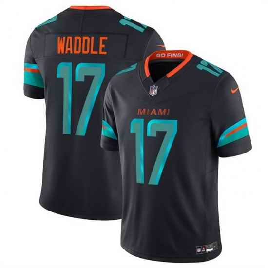 Youth Miami Dolphins 17 Jaylen Waddle Black 2025 F U S E   Rivalries Vapor Limited Stitched Football Jersey