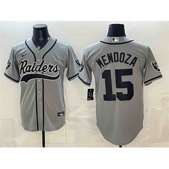Men Las Vegas Raiders  15 Fernando Mendoza Grey Cool Base Stitched Baseball Jersey