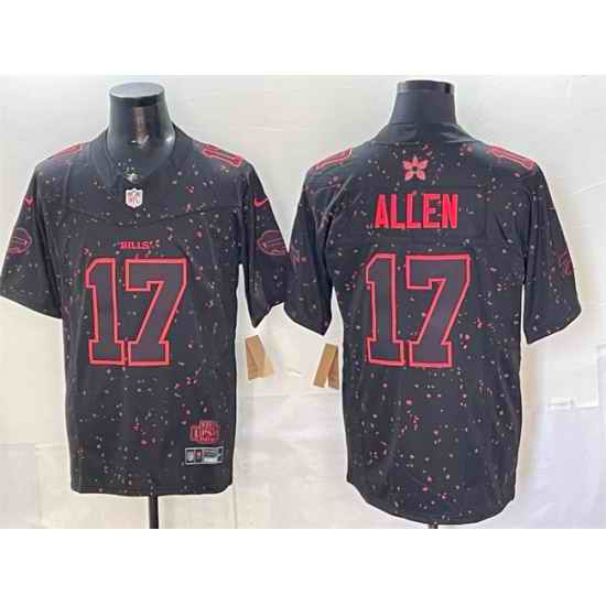 Men Buffalo Bills 17 Josh Allen Black 2025 F U S E   Stranger Things Edition Vapor Limited Stitched Football Jersey