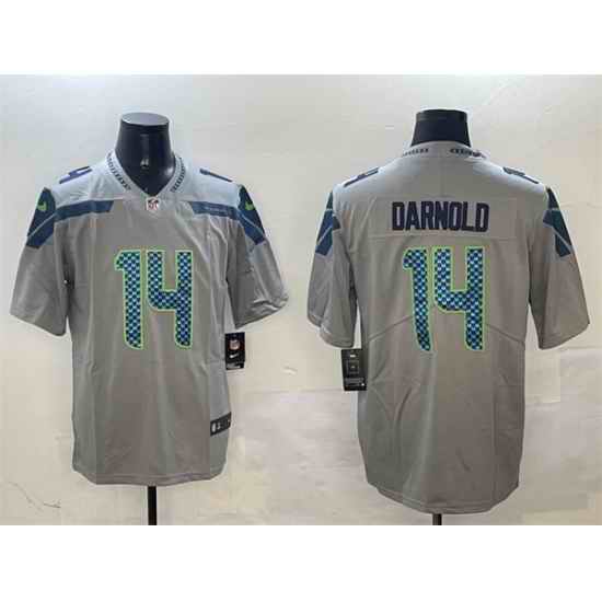 Men Seattle Seahawks 14 Sam Darnold Grey 2025 Vapor Limited Stitched Football Jersey