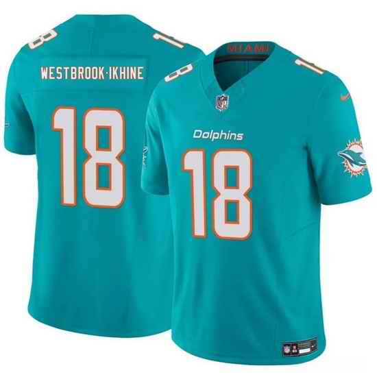 Youth Miami Dolphins 18 Nick Westbrook Ikhine Aqua 2025 F U S E  Vapor Limited Stitched Football Jersey
