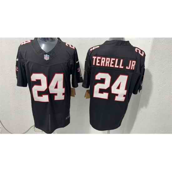 Men Atlanta Falcons 24 A J Terrell jr Black F U S E Vapor Untouchable Limited Stitched Football Jersey
