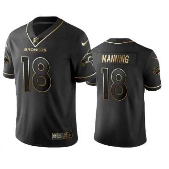 Nike Denver Broncos 18 Peyton Manning Black Gold Limited Player NFL Jersey