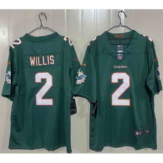 Men Miami Dolphins  2 Malik Willis Aqua 2026 Vapor Limited Stitched Football Jersey