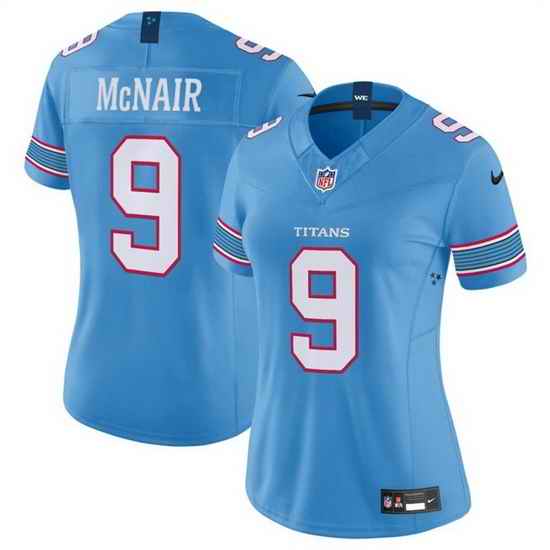 Women Tennessee Titans 9 Steve McNair Light Blue 2026 F U S E Vapor Limited Stitched Football Jersey