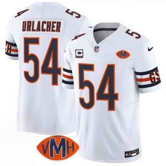 Men Chicago Bears 54 Brian Urlacher White 2025 F U S E  With 4 Star C Patch VMH Patch Vapor Untouchable Limited Stitched Football Jersey