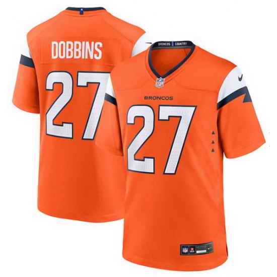 Men Denver Broncos 27 J K  Dobbins Orange 2025 Alternate Stitched Game Jersey