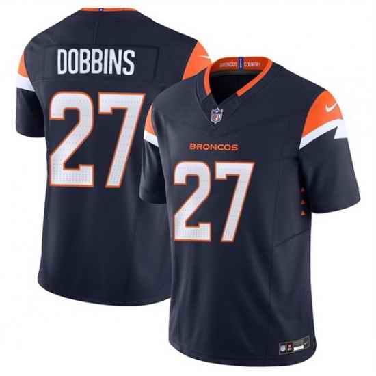 Men Denver Broncos 27 J K  Dobbins Navy F U S E  Vapor Limited Stitched Football Jersey