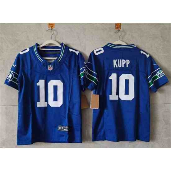 Women Seattle Seahawks 10 Cooper Kupp Royal 2024 F U S E Throwback Vapor Limited Stitched Football Jersey