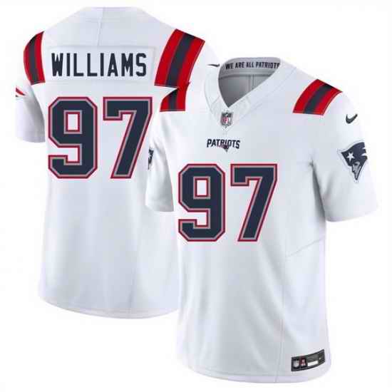Men New England Patriots 97 Milton Williams White 2025 F U S E  Vapor Limited Stitched Football Jersey