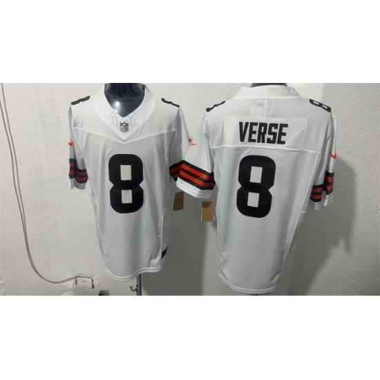 Men Cleveland Browns  8 Jared Verse White 2026 Vapor Limited Stitched Football Jersey