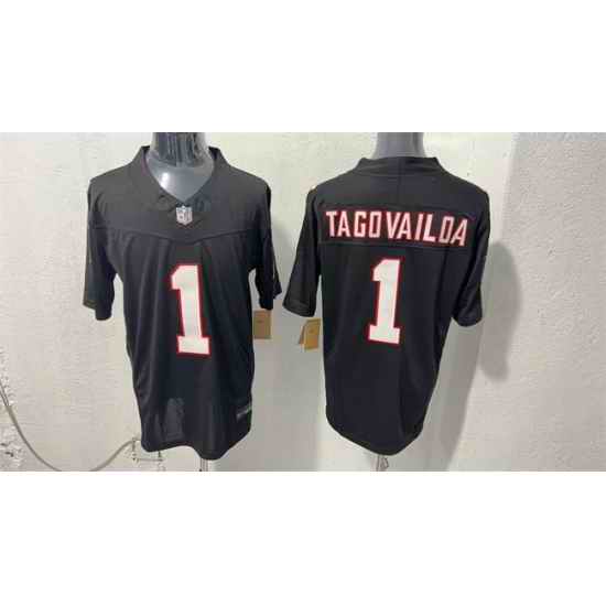 Men Atlanta Falcons 1 Tua Tagovailoa Black F U S E Vapor Untouchable Limited Stitched Football Jersey