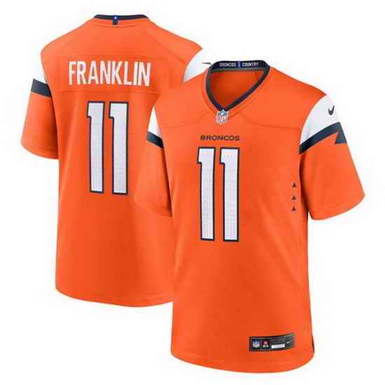 Men Denver Broncos 11 Troy Franklin Orange 2025 Alternate Stitched Game Jersey
